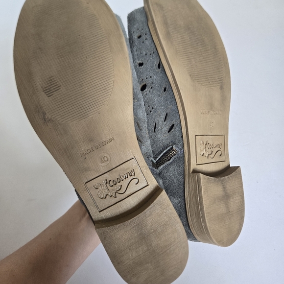 Coolway Nelia Grey Suede Laser Cut Leather Peep Toe Booties sz 40 US8 - Picture 5 of 5